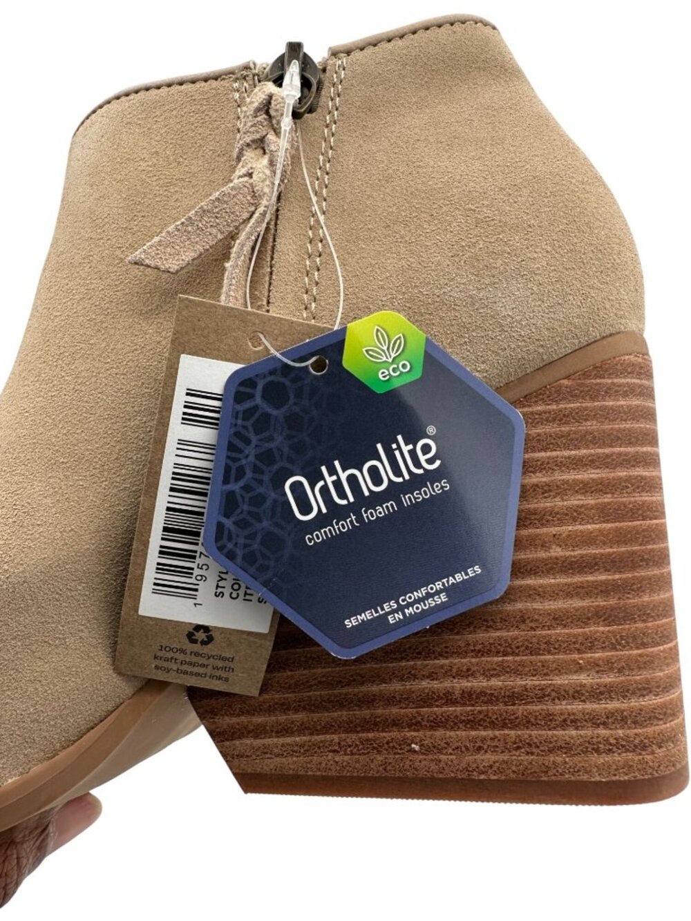 Toms Ankle Booties Size 9 Tan Suede Hadley Side Zip Stacked Heel Western Style - Picture 15 of 16